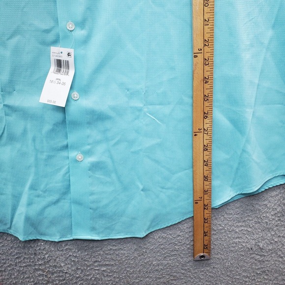 Van Heusen Dress Shirt Mens‎ Size 18.5 Blue Big Fit Everyday Defence Stretch - Picture 8 of 10